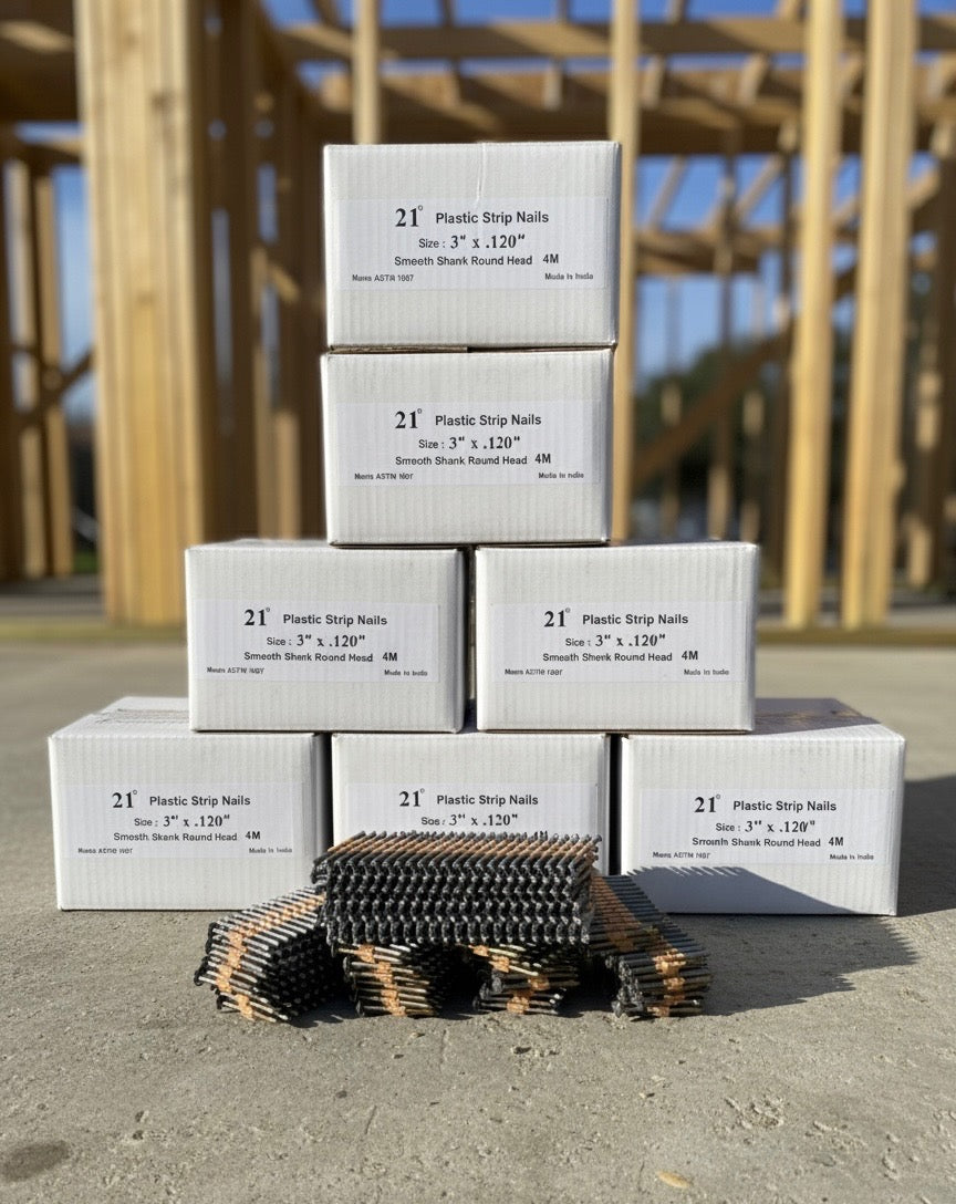 21º PLASTIC STRIP NAILS 3 x .120 - Brite Smooth-4M -