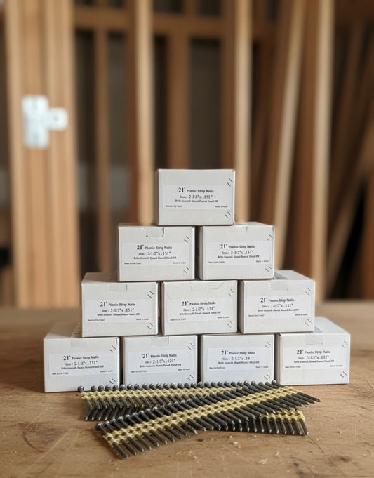 21º PLASTIC STRIP NAILS 2-1/2 x .131 Brite - Smooth-5M -